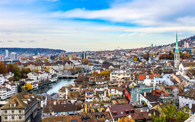Obraz premium Aerial view of Zurich, Switzerland.