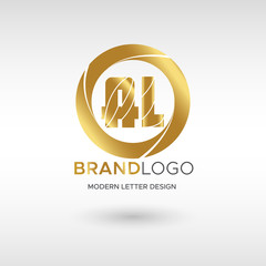 Premium Vector AL Logo in GOLD. Beautiful Logotype design for company branding