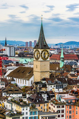 St. Peter church tower Zurich, Switzerland.