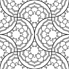 Abstract mandala fish scale seamless pattern. Ornamental tile, mosaic background. Floral patchwork infinity card. Arabic, Indian, ottoman motifs. Vector illustration.  © _aine_