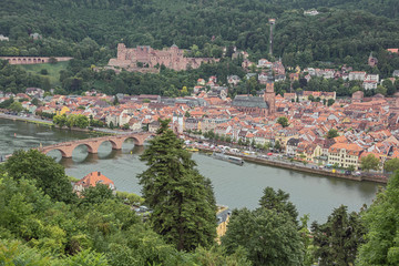 Fototapeta na wymiar View of the old city of Heidelberg seen from the Philosoph's path