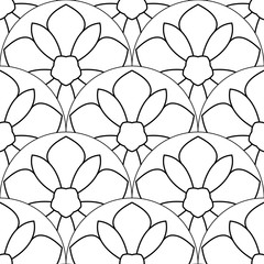 Abstract mandala fish scale seamless pattern. Ornamental tile, mosaic background. Floral patchwork infinity card. Arabic, Indian, ottoman motifs. Vector illustration.  © _aine_