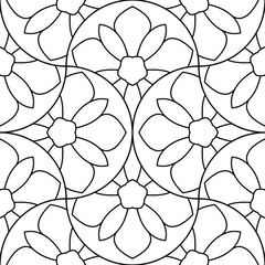 Abstract mandala fish scale seamless pattern. Ornamental tile, mosaic background. Floral patchwork infinity card. Arabic, Indian, ottoman motifs. Vector illustration.  © _aine_