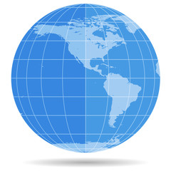 Globe Earth symbol flat icon isolated on white background. America, Antarctica, Arctic.