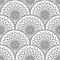 Abstract mandala fish scale seamless pattern. Ornamental tile, mosaic background. Floral patchwork infinity card. Arabic, Indian, ottoman motifs. Vector illustration.  © _aine_