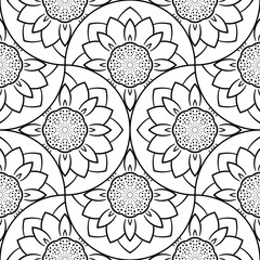 Abstract mandala fish scale seamless pattern. Ornamental tile, mosaic background. Floral patchwork infinity card. Arabic, Indian, ottoman motifs. Vector illustration.  © _aine_