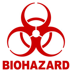 gz599 GrafikZeichnung - german: Biogefährdung Symbol. english: text / red biohazard icon. biological hazard warning sign - simple template isolated on white background - square xxl g8732 - obrazy, fototapety, plakaty