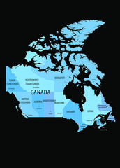 illustration on the theme of geography and cartography with a map of Canada.