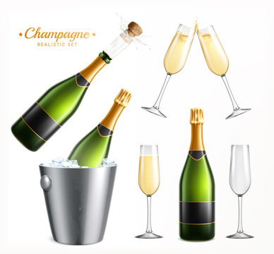 Champagne Glass Realistic Set