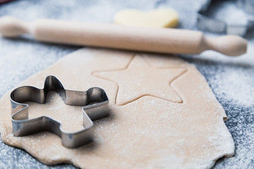Ingredients and equipment for homemade cookies preparation.
