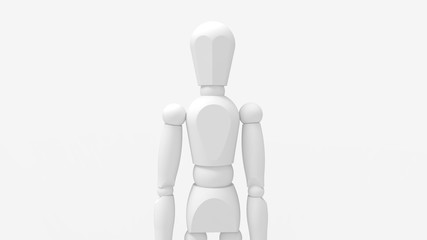 3d rendering of a wooden dummy doll isolated in studio background
