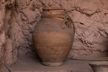 Fototapeta na wymiar Old clay pot. Remains of Ancient Greek culture. Antique ceramic
