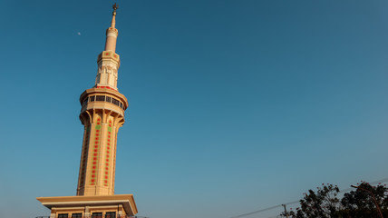 Mosque with beautiful shapes with blue sky