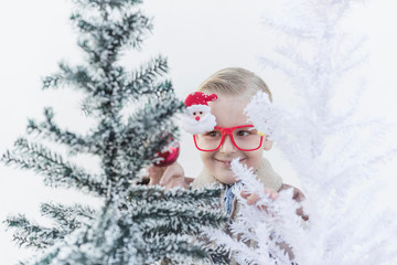 happy smiling boy celebrating christmas