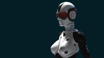 female robot on a neutral background 3d render