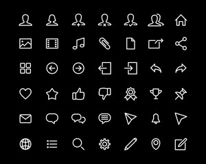 Social media icon set simple outline style signs