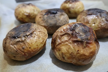 Baked potatoes out of the oven