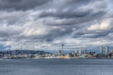 Naklejka premium Dark Clouds Over City