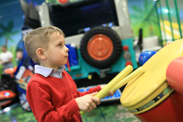 Boy playing drum