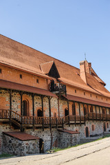 Old Trakai castle in sunny day. Trakai, Lithuania, Galve lake.