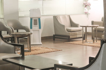 Visitor Waiting Hall with Sofa and Round and Rectangular Table a