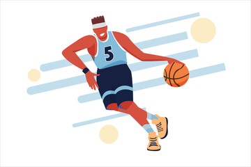 Basketball player. Vector flat illustration