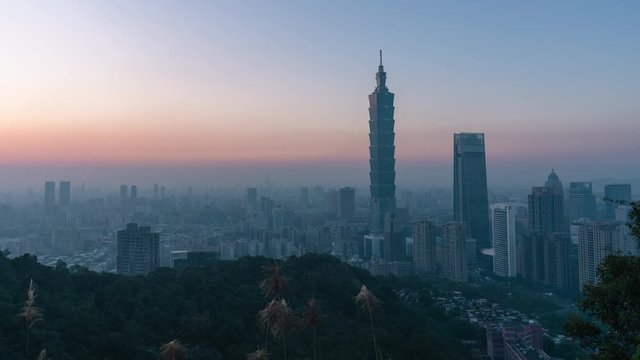 Time lapse, The most beautiful Viewpoint taipei city sunset to Night in taiwan.