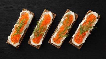 Sandwiches with trout caviar.