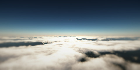 above clouds sun ray, 3d rendering