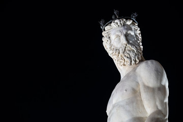 Statua sulla fontana di Nettuno of Bartolomeo1565, Ammannati in Piazza della Signoria a Firenze,...