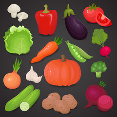 Vegetable vector icon set.