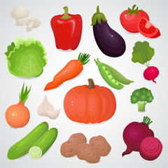 Vegetable vector icon set.