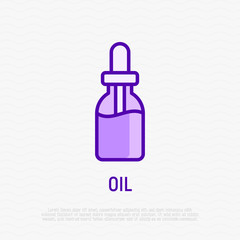Dropper: bottle with pipette thin line icon. Beauty essence, serum or essential oil. Modern vector illustration for beauty shop.