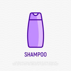 Shampoo thin line icon. Simple packaging. Modern vector illustration for beauty shop.