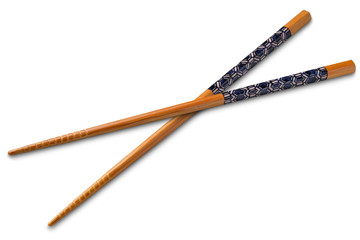 Fototapeta premium Japanese wooden chopstick on white background