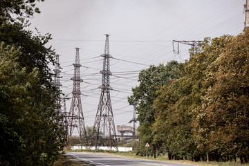 High voltage post or High voltage tower. selective focus