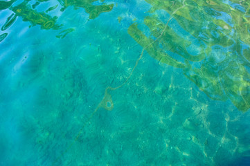 Fototapeta na wymiar Clear tuquoise waters of Turquoise Coast in Turkey.