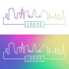 Leeds skyline. Colorful linear style. Editable vector file.