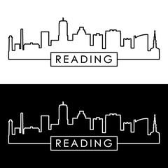 Reading skyline. Linear style. Editable vector file.