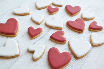 Obraz na płótnie Canvas little red hearts for Valentine's day