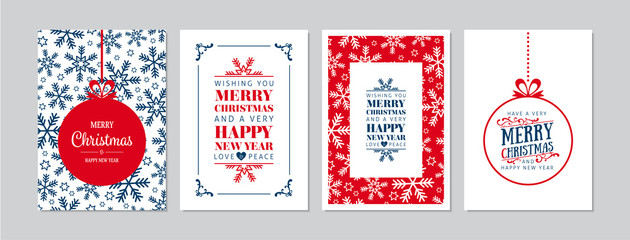 Merry Christmas cards set with hand drawn elements. Doodles and sketches vector Christmas illustrations, DIN A6 - 305083221