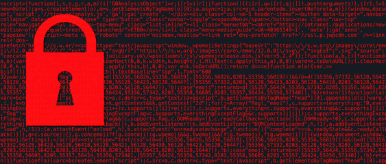 Computer screen source code red lock