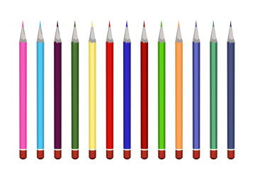 Sharp color pencils flat vector illustration