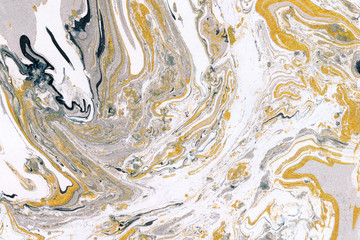 Obraz premium Gold, white and gray marble ink texture. Marble pattern abstract background. Modern texture