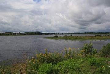 Landscape with river and clouds