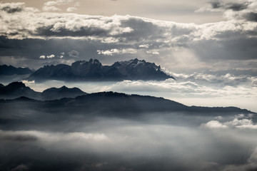 Moody view in the swiss alps and Säntis