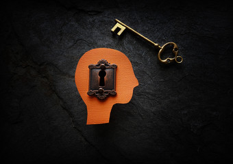 Head with lock and key