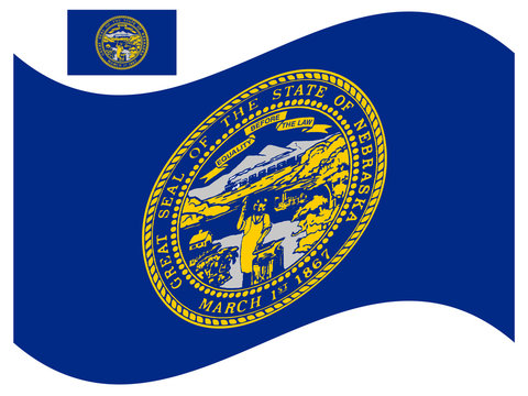 Wave Nebraska US state Flag Vector.