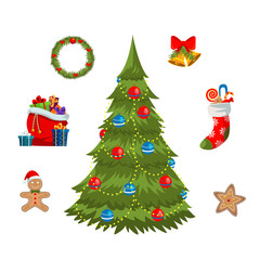 Xmas symbols vector illustrations set