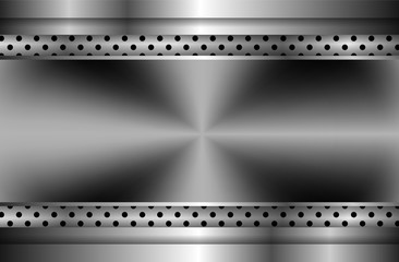 Abstract silver texture metal background with bright metallic color effect. Technology concept vector design template for use wallpaper, frame, cover, banner, flyer, presentation, corporate